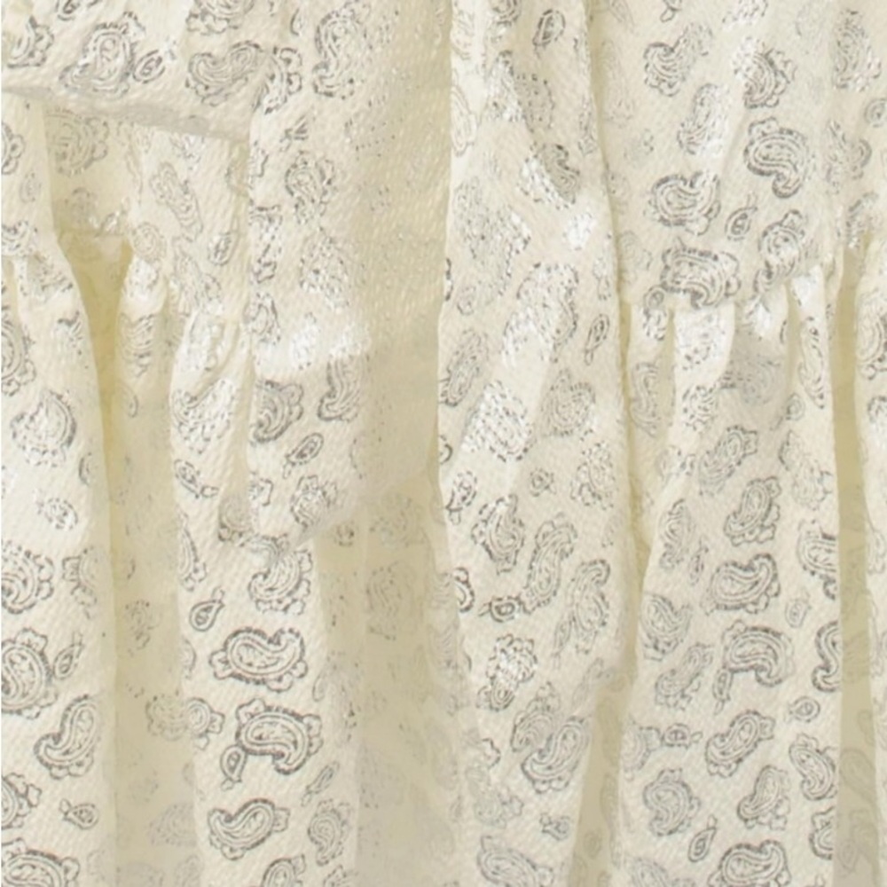 NEW Michael Kors Foil Paisley Print V-Neck Tie Tiered Dress | XS | Cream wedding - Picture 10 of 16